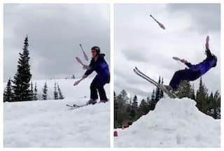 Skier Juggles Three Clubs While Sliding, Flips, And Moves On: Watch