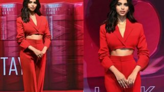 Suhana Khan Paints The Town Red in HOT Pantsuit as She Turns Brand Ambassador, Watch Video