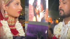 Bride Groom Video: स्क्रीन पर चला दिया पहले का वीडियो, नजर पड़ी और हिल गए दूल्हा-दुल्हन | WATCH