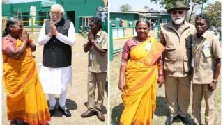 The Elephant Whisperers' Couple Bomman and Bellie Meet PM Narendra Modi at Elephant Camp