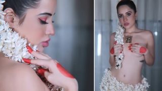 Urfi Javed Poses Topless in Hot Barely-There Video, Dons Jasmine Flower Skirt - Watch