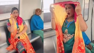 Viral Dance Video: Desi Woman Grooves to Lata Mangeshkar's Song Inside Delhi Metro, Netizens Cringe Hard - WATCH