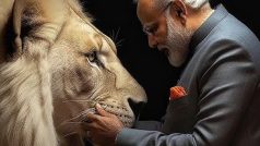 AI: बब्बर शेर को पुचकार रहे मोदी, बाघ को तो सामने बिठा लिया