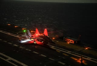 Historic Moment! MiG-29K Makes Maiden Night Landing on INS Vikrant | Watch