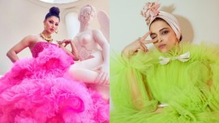 Urvashi Rautela's Cannes 2023 Look in Pink Tule Gown Reminds us of Deepika Padukone's Green Tule Gown From Cannes 2019
