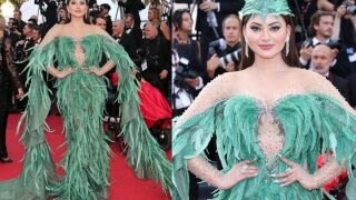 Cannes 2023: Urvashi Rautela Trolled For Wearing Green Feather Gown, Netizens say ‘Murgi Lag Rahi Ho’- See PICS