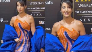 IIFA 2023: Nora Fatehi Flaunts Hourglass Figure in Stunning Bodycon Dress With Dramatic Cape- WATCH