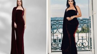 Sunny Leone's Boudreaux One-Shoulder Cape Dress Can Sponsor Your Overseas Trip- Check Price And PICS