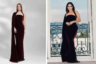 Sunny Leone's Boudreaux One-Shoulder Cape Dress Can Sponsor Your Overseas Trip- Check Price!