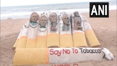 'World No Tobacco Day' के मौके पर सैंड आर्टिस्ट सुंदरसन पटनायक ने एक सैंड आर्ट बनाई