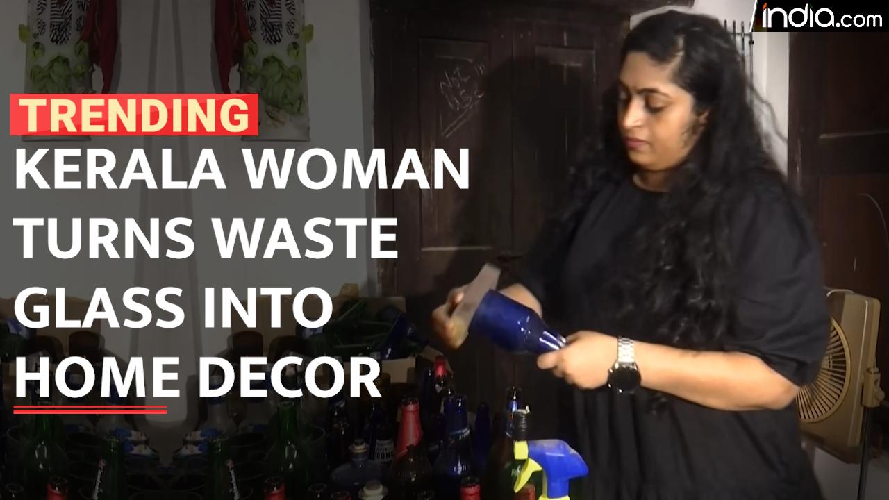 Kerala Woman Upcycles 21,000 Waste Glass Bottles Into Beautiful Home Decor  Items - Watch Video