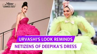 Cannes 2023: Urvashi Rautela's Pink Tule Gown Reminds Netizens Of Deepika's Green Tule Gown From Cannes 2019