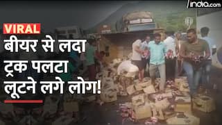 Beer Loot Video: बीयर ले जा रहा ट्रक पलटा, लूटने के लिए सड़क पर मची भगदड़ | Watch Video