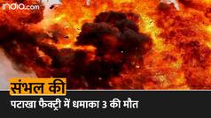 संभल की पटाखा फैक्ट्री में लगी आग, धमाके में 3 लोगों की मौत 9 घायल | Watch Video