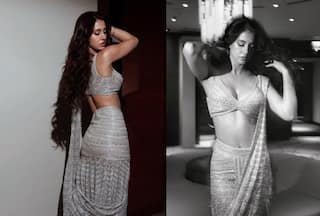 Disha Patani Elevates Sass Quotient in Iceblue Silver Saree With Deep-Neck Blouse Worth Rs 2.3 Lakh