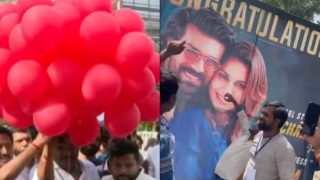 Dhol Beats to Red Balloons: Ram Charan Fans Welcome Actor’s Baby With Grand Celebration Outside Hospital, Watch Videos