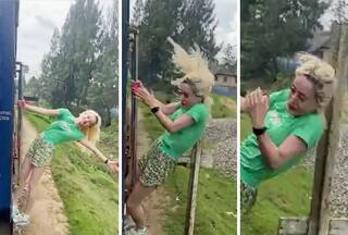 Ladki Ka Video: ट्रेन से लटककर स्टाइल मार रही थी लड़की, तभी पड़ गए लेने के देने | देखें वीडियो