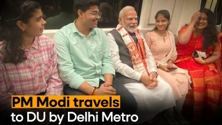 PM Modi Travels By Metro To Attend DU Centenary Celebrations, Interacts With People On Metro - WATCH