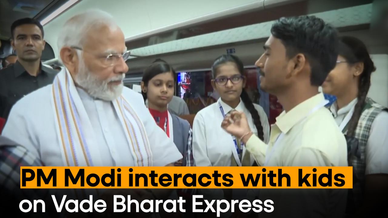 PM Modi Shares Special Moments With Kids Onboard Vande Bharat Express In Bhopal - Watch Video