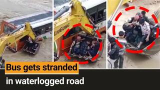 Viral Video: Bus Carrying Over 20 Passenger Gets Stuck In The Strong Current Of River - Watch Video