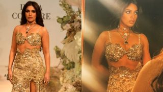 Bhumi Pednekar Turns Heads in Gold Bralette-Skirt With Smokey Eyes at India Couture Week 2023, Pics
