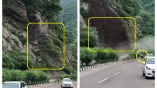 Cars Narrowly Miss Being Crushed By Landslide In Himachal, Video Surfaces