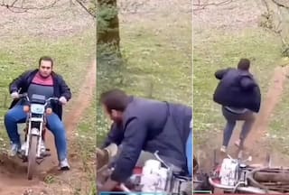 Bike Stunt Video: बाइक स्टार्ट कर पहाड़ी पर दौड़ गया शख्स, मगर एक गलती ने मरवा दिया | देखें वीडियो