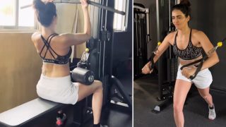 'Flex Appeal'! Karishma Tanna Performs Killer Workout in Hot Sports Bra And Sexy Shorts, Watch