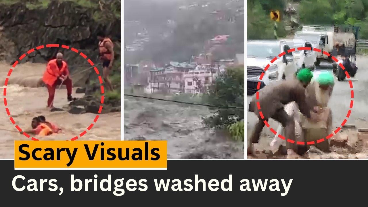 Scary FLOODS On Cam:  Cars, Bridges Washed Away In Flash Floods Due To Incessant Rainfall - Watch Video