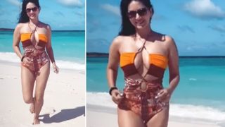 Sunny Leone Raises Temperature in Hot Monokini at Exotic Beach Vacation, Watch