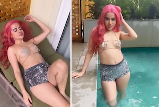 Urfi Javed Oozes Oomph in Hot Barely-There Silver Bikini, Photos