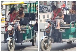 Viral Video: Woman Drives E-Rickshaw With Child In Hand; Leaves Netizens Emotional