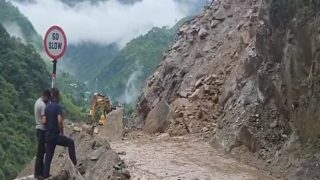 On Camera: Massive Boulders Come Crashing Down As Landslide Hits Pandoh Highway In Himachal's Mandi