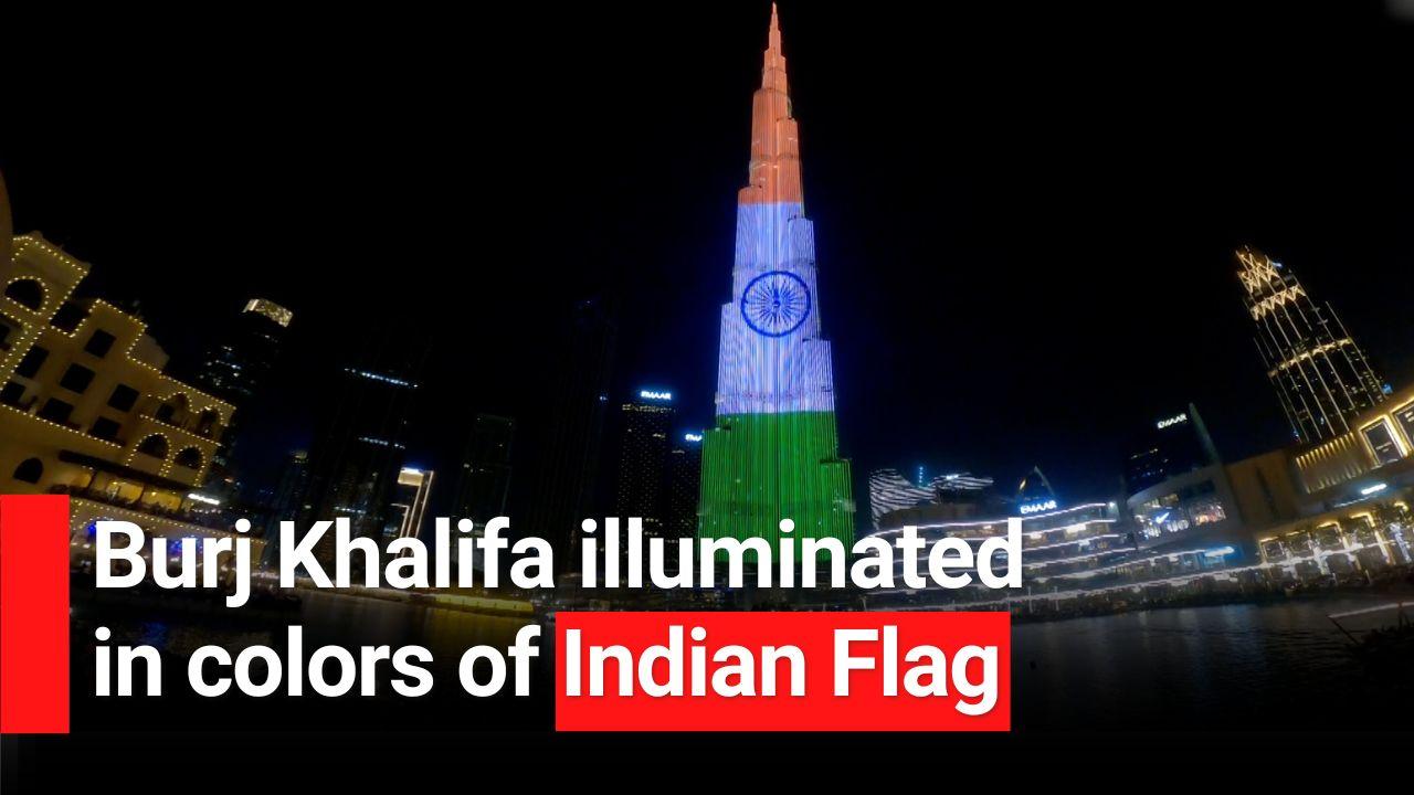 Independence Day 2023: Burj Khalifa Lights Up In Tricolour To Celebrate 77th Independence Day - WATCH
