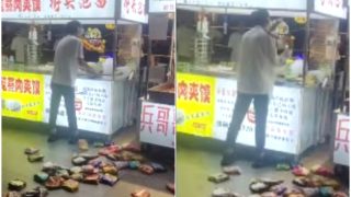 Watch: Chinese Man Buys Noodles, Destroys It In Front Of Vendor After Insult