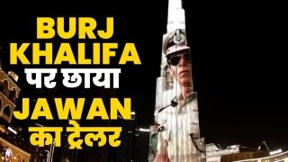 Burj Khalifa पर चढ़ा Jawan के ट्रेलर रंग, Chaleya गाने पर खूब थिरके Shah Rukh Khan | Watch Video