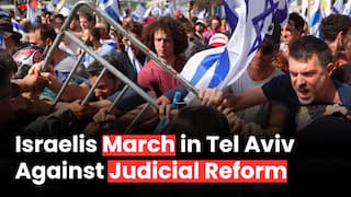 Israelis protest in Tel Aviv against judicial reform.