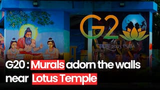 20 SUMMIT 2023: Murals adorn the walls near Lotus Temple