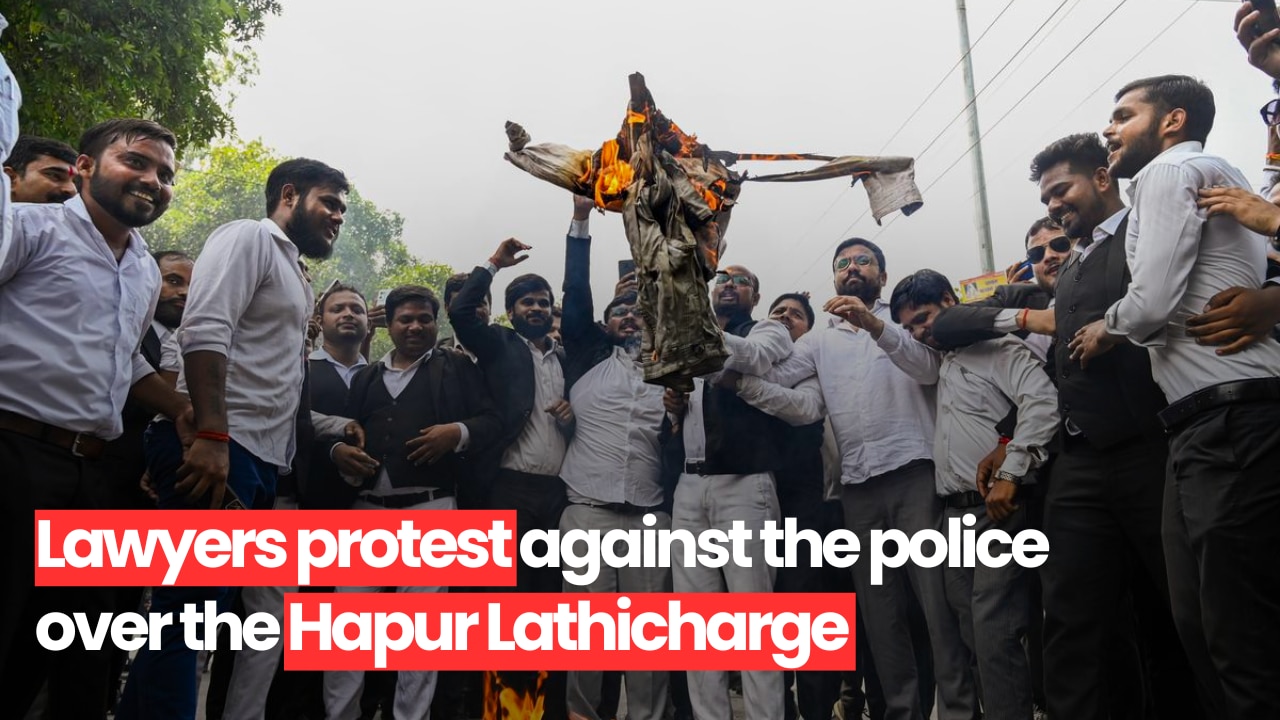 Lawyers protest against the police  over the Hapur Lathicharge
