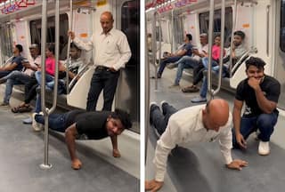 Video Of Desi Uncle Performing Push-ups In Mumbai Metro Goes Viral