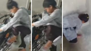 Ladki Ka Video: बुलेट संग मस्ती करने पहुंच गई लड़की, मगर किक मारते ही नेटवर्क उड़ गए | देखें वीडियो