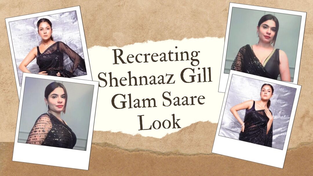 Celebrity Recreation: Get Shehnaaz Gill   s Black Sequin Saree Look under a Budget Ft. Amazon