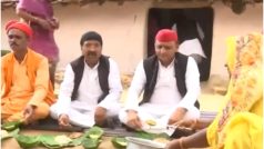 Madhya Pradesh: अखिलेश यादव ने आदिवासी के घर किया लंच, ज़मीन पर बैठ पत्तल में खाया खाना