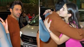 Kartik Aaryan Hugs Sara Ali Khan Twice at Gadar 2 Bash, Fans Rejoice Over Sartik Moments - Watch Viral Video