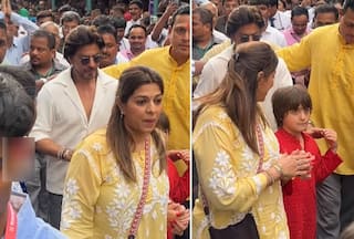SRK-AbRam Seek Holy Blessings at Lalbaug Cha Raja - Watch Video
