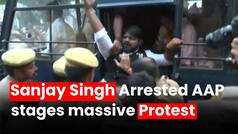 AAP workers hold protest in Lucknow over ED raid at Sanjay Singh’s residence