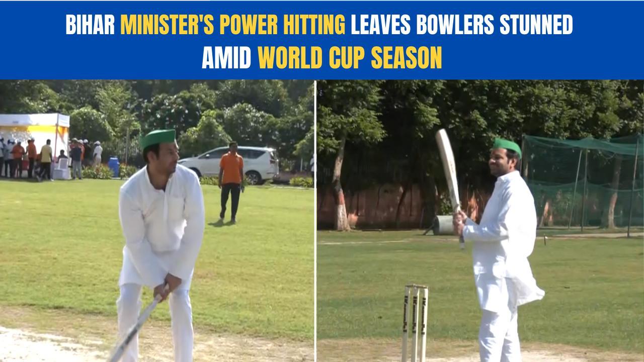 Indian political leaders also got caught up in World Cup fever, seen playing cricket on grounds