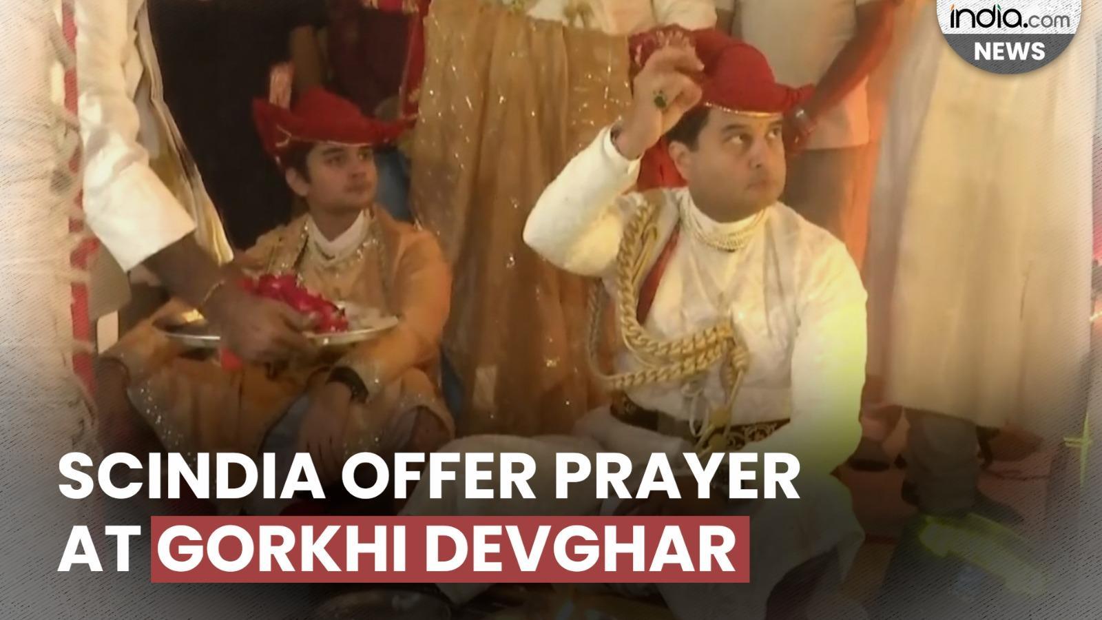 Civil Aviation Minister Jyotiraditya Scindia offered prayers at Gorkhi Devghar
