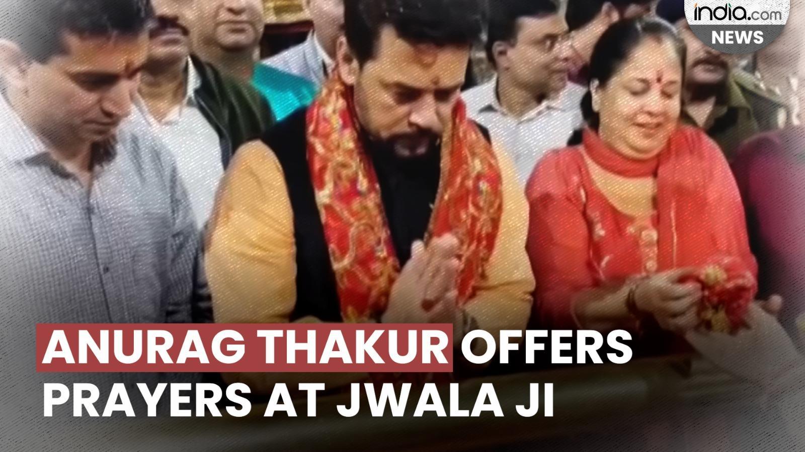 Anurag Thakur offers prayers at Jwala Ji Temple in Kangra on Vijayadashami