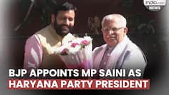 Haryana CM ML Khattar felicitates newly-appointed Haryana BJP President Nayab Singh Saini in Chandigarh